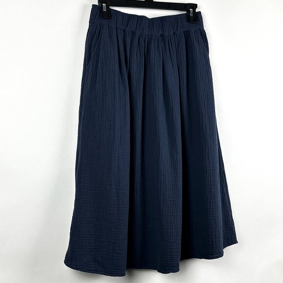 NWT Talbots Petite | Navy Blue Gauze Midi Skirt | Cotton Lined A-Line | Size P - Picture 2 of 10